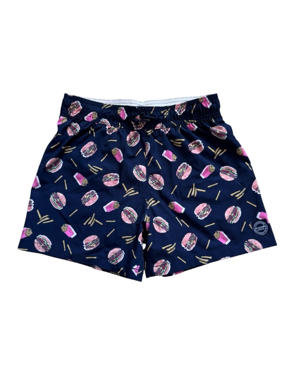 Abercrombie Kids Boys Swim Trunks Navy Burger Print Size 9/10 Lined